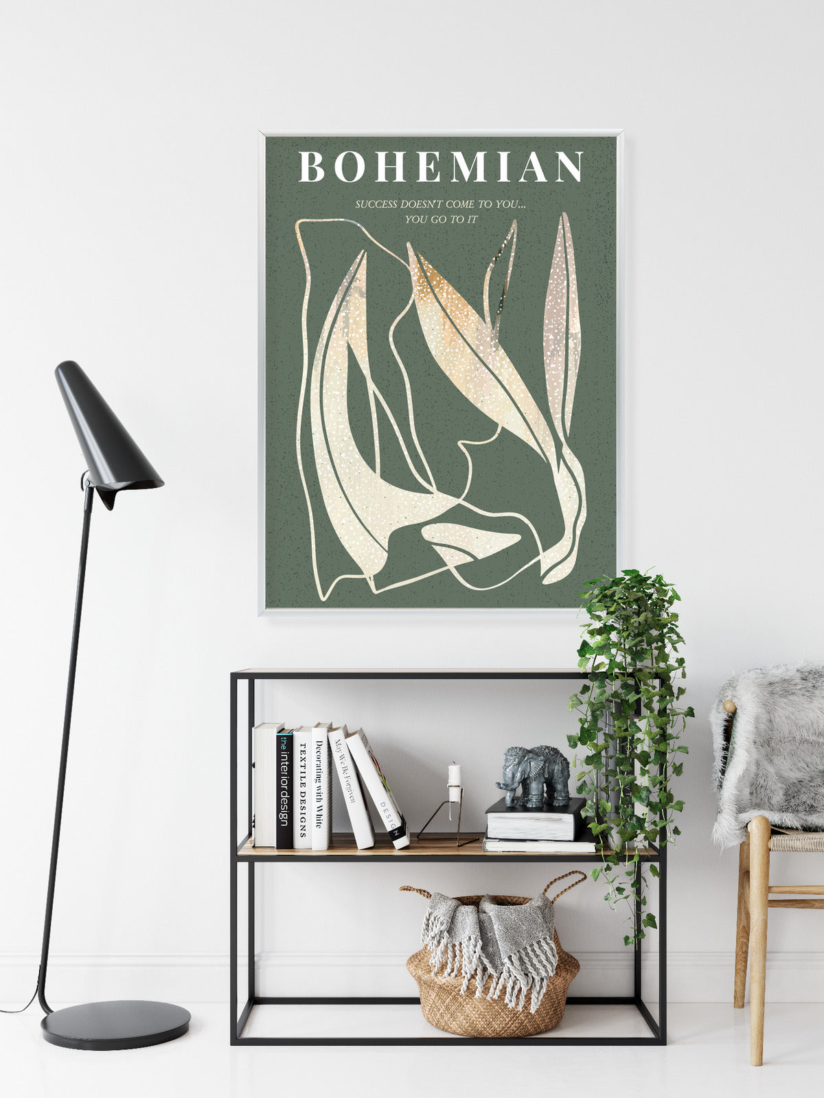 Poster Moderne Illustration Mit Goldenen Elementen Rahmen Holz Mit Passepartout Farbe Natürlich