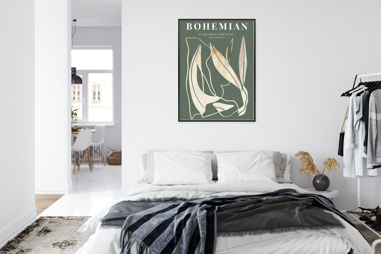 Poster Moderne Illustration Mit Goldenen Elementen Rahmen Holz Mit Passepartout Farbe Natürlich