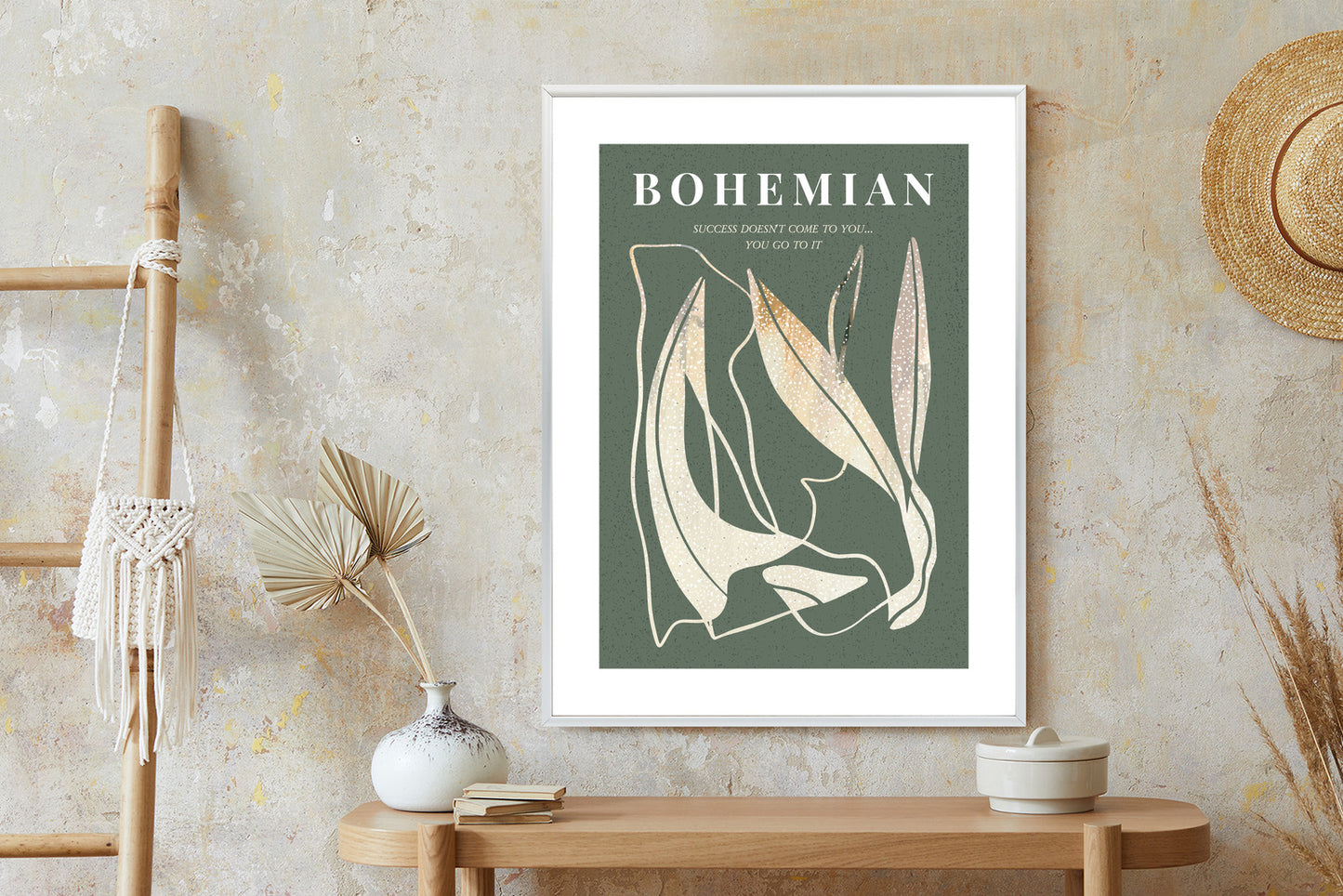 Poster Moderne Illustration Mit Goldenen Elementen Rahmen Holz Mit Passepartout Farbe Natürlich