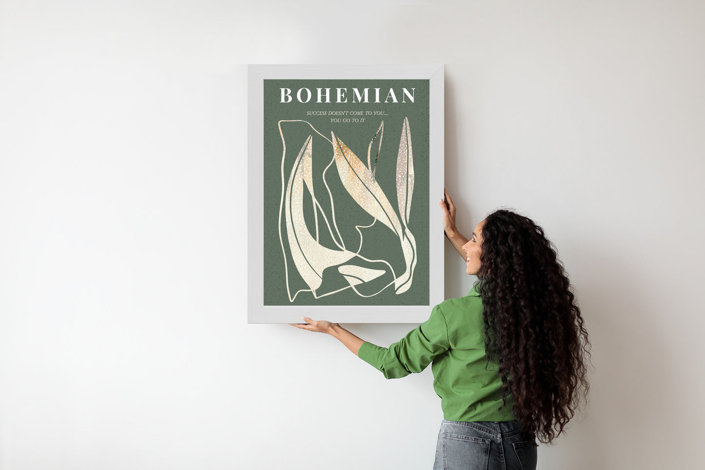 Poster Moderne Illustration Mit Goldenen Elementen Rahmen Holz Mit Passepartout Farbe Natürlich