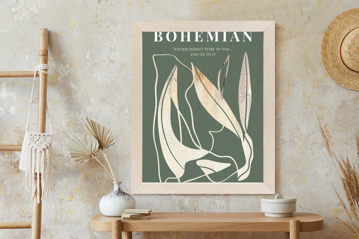 Poster Moderne Illustration Mit Goldenen Elementen Rahmen Holz Mit Passepartout Farbe Natürlich