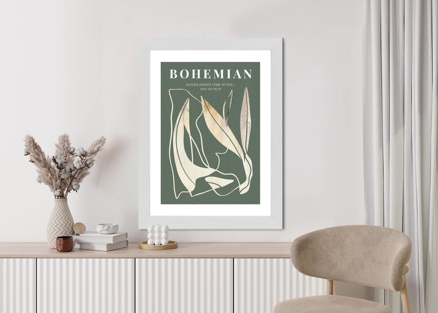 Poster Moderne Illustration Mit Goldenen Elementen Rahmen Holz Mit Passepartout Farbe Natürlich