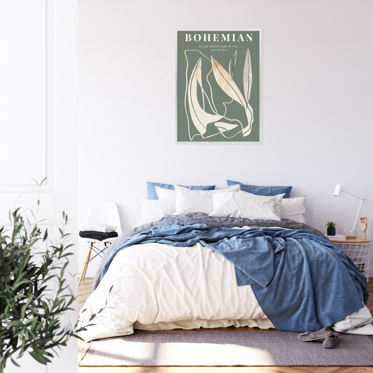 Poster Moderne Illustration Mit Goldenen Elementen Rahmen Holz Mit Passepartout Farbe Natürlich