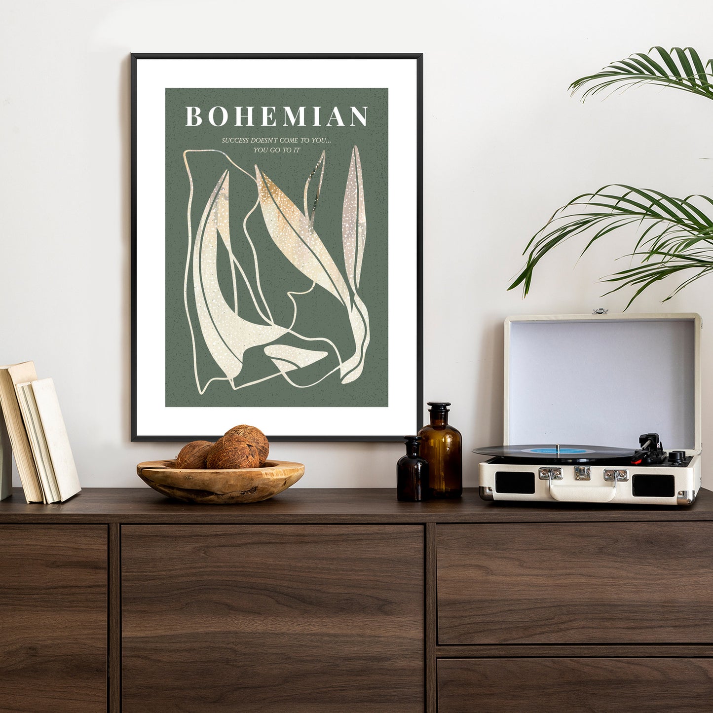 Poster Moderne Illustration Mit Goldenen Elementen Rahmen Holz Mit Passepartout Farbe Natürlich