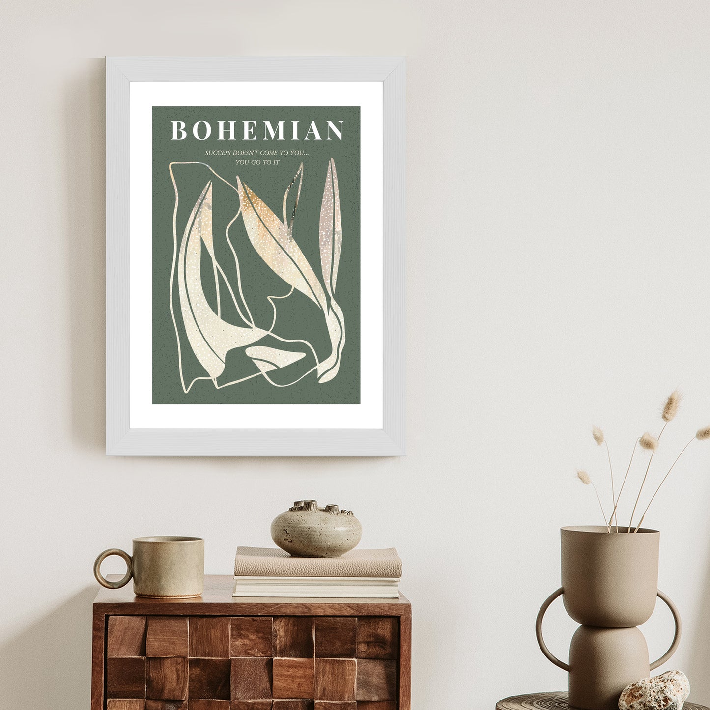 Poster Moderne Illustration Mit Goldenen Elementen Rahmen Holz Mit Passepartout Farbe Natürlich