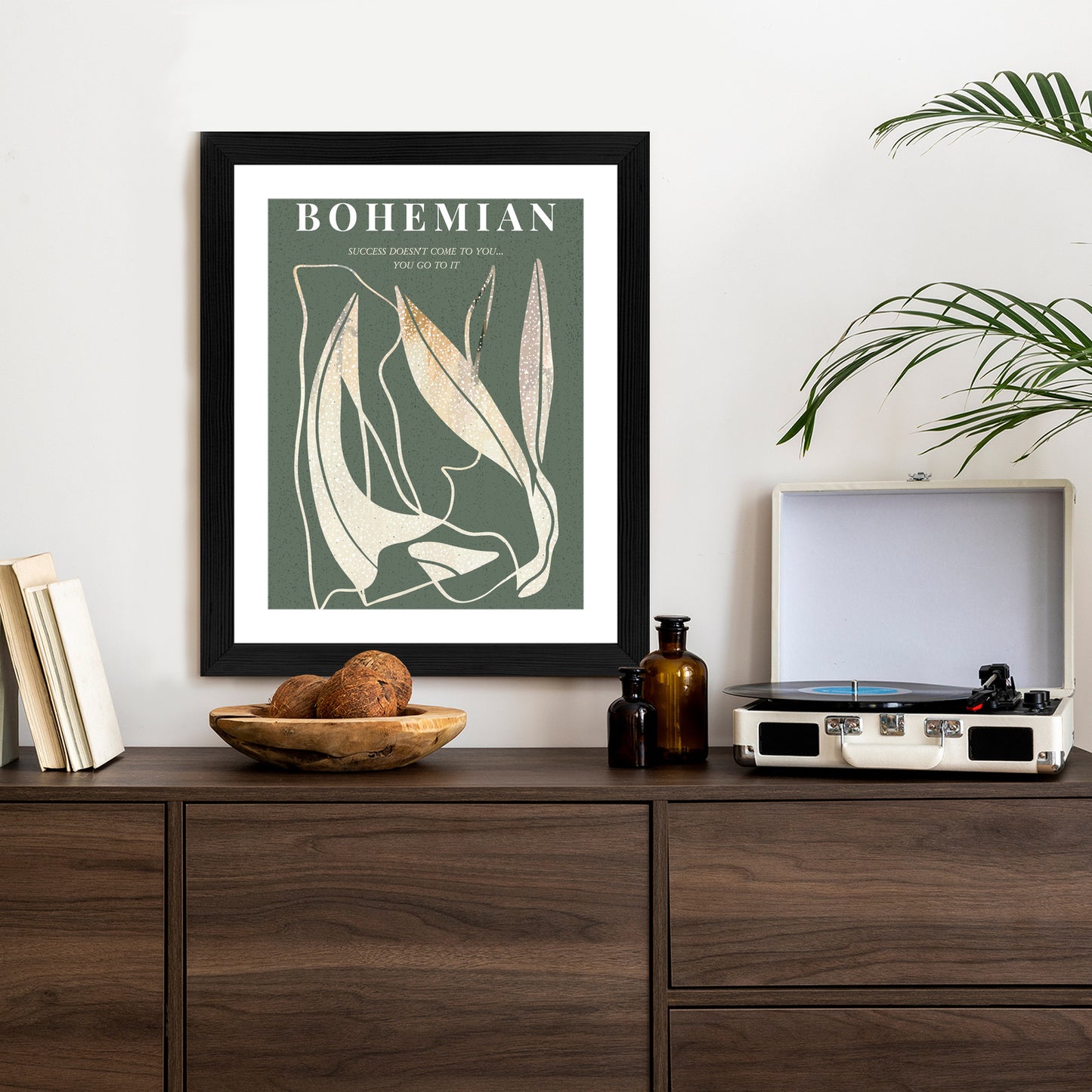 Poster Moderne Illustration Mit Goldenen Elementen Rahmen Holz Mit Passepartout Farbe Natürlich