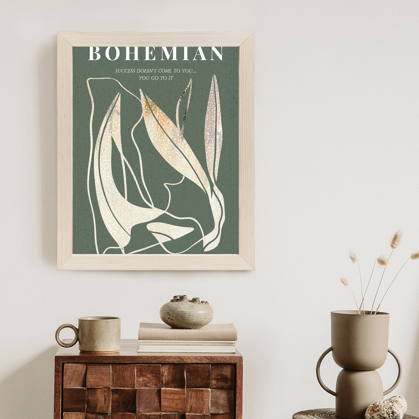 Poster Moderne Illustration Mit Goldenen Elementen Rahmen Holz Mit Passepartout Farbe Natürlich