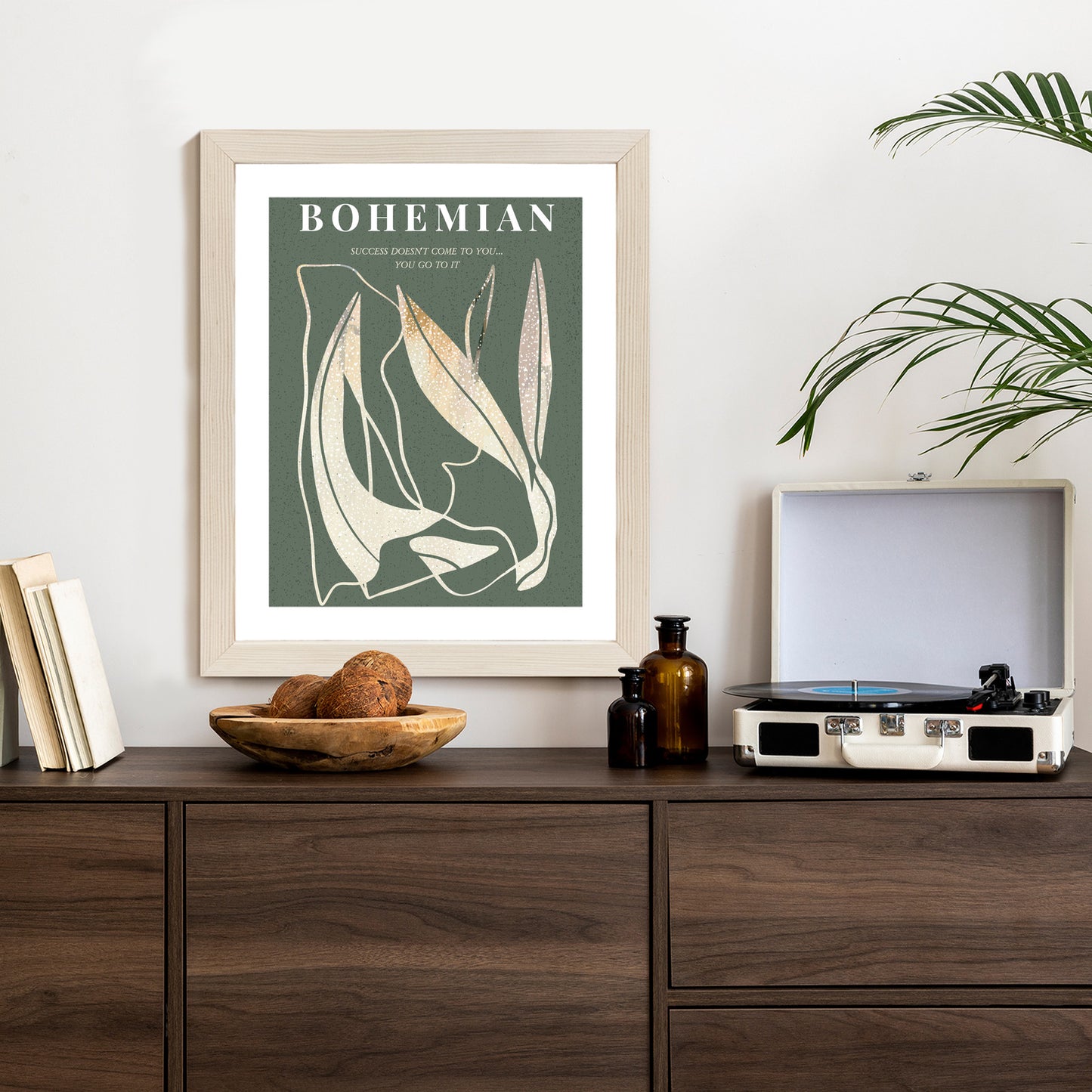 Poster Moderne Illustration Mit Goldenen Elementen Rahmen Holz Mit Passepartout Farbe Natürlich