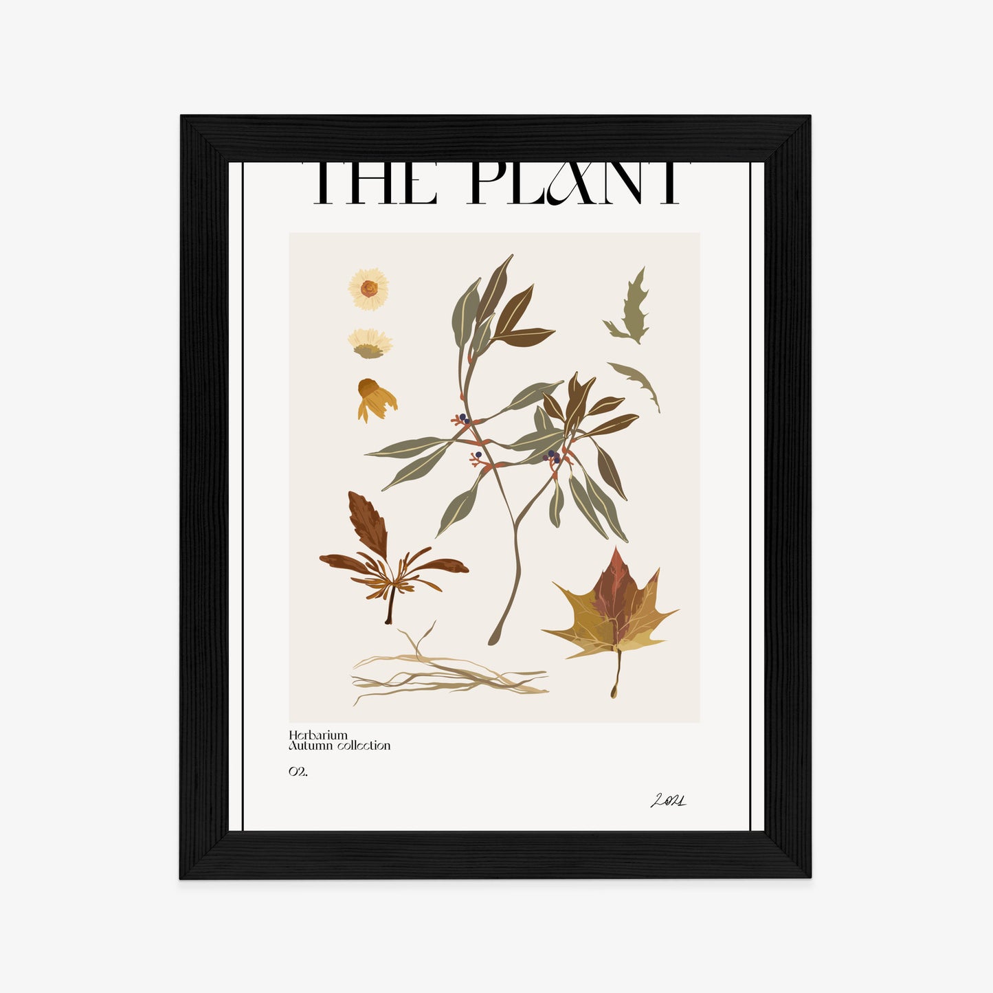 Poster Atlas Der Herbstblätter Rahmen Holz Mit Passepartout Farbe Natürlich
