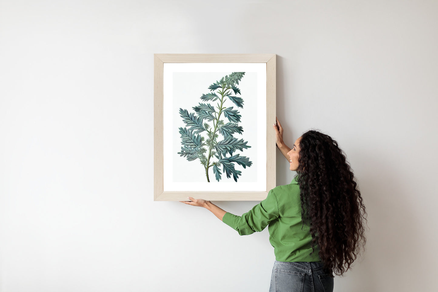 Poster Salbeiblatt Rahmen Holz Mit Passepartout Farbe Natürlich