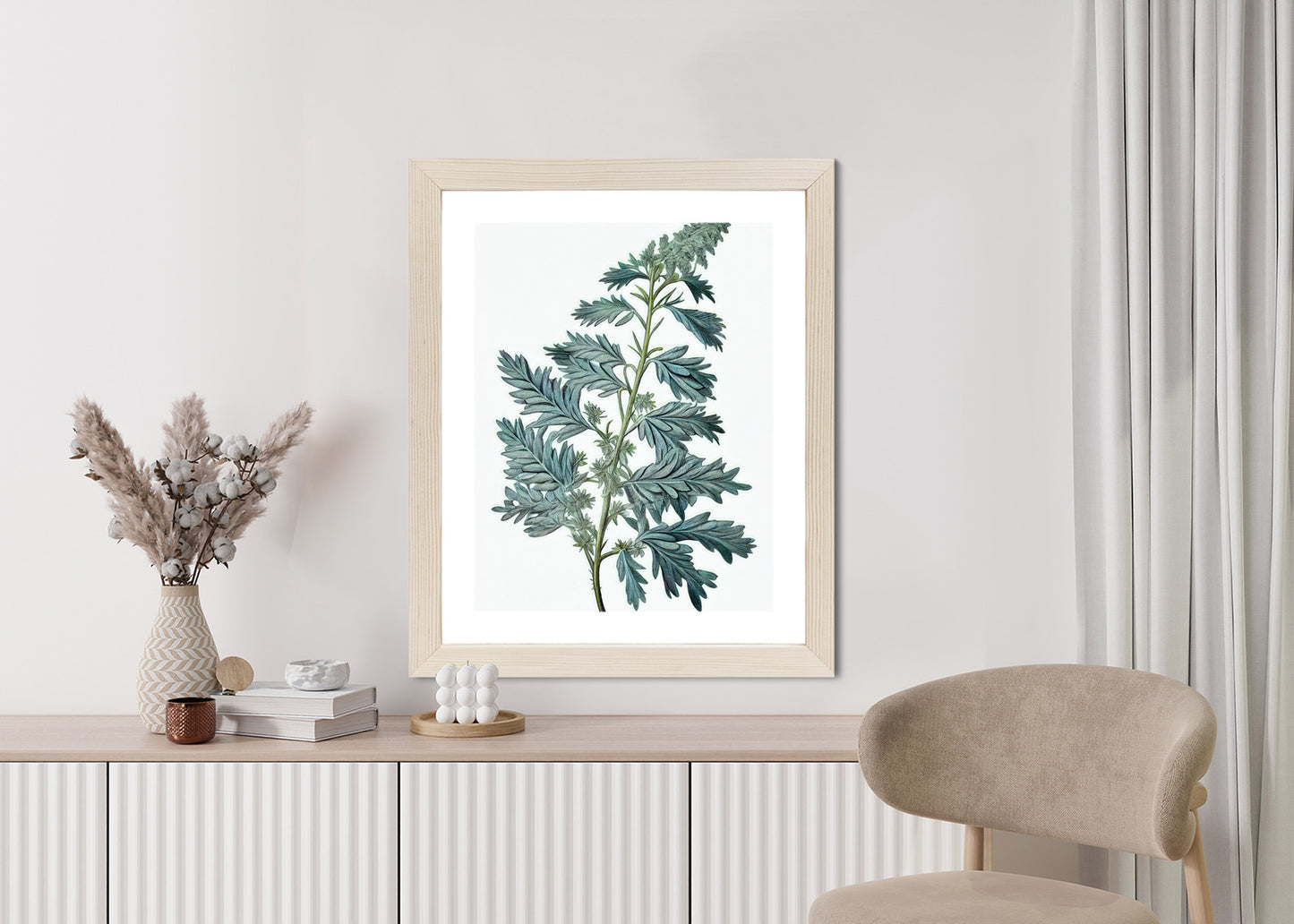 Poster Salbeiblatt Rahmen Holz Mit Passepartout Farbe Natürlich