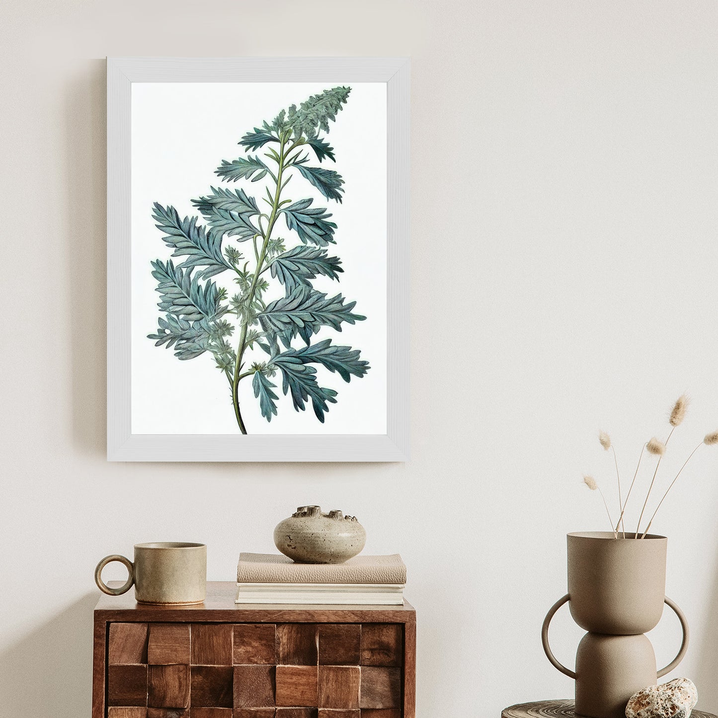 Poster Salbeiblatt Rahmen Holz Mit Passepartout Farbe Natürlich