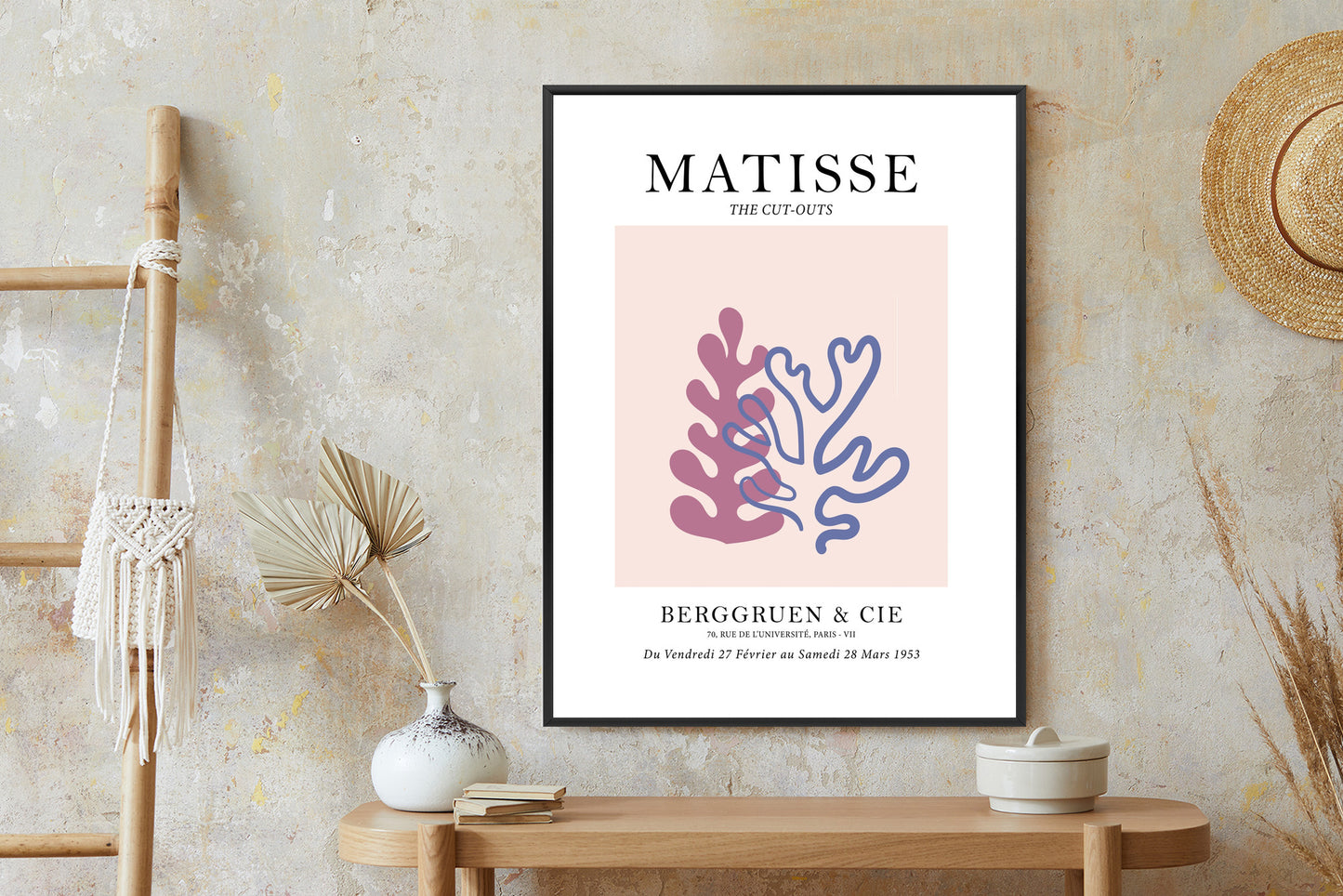 Poster Matisse-Korallen Rahmen Holz Mit Passepartout Farbe Natürlich
