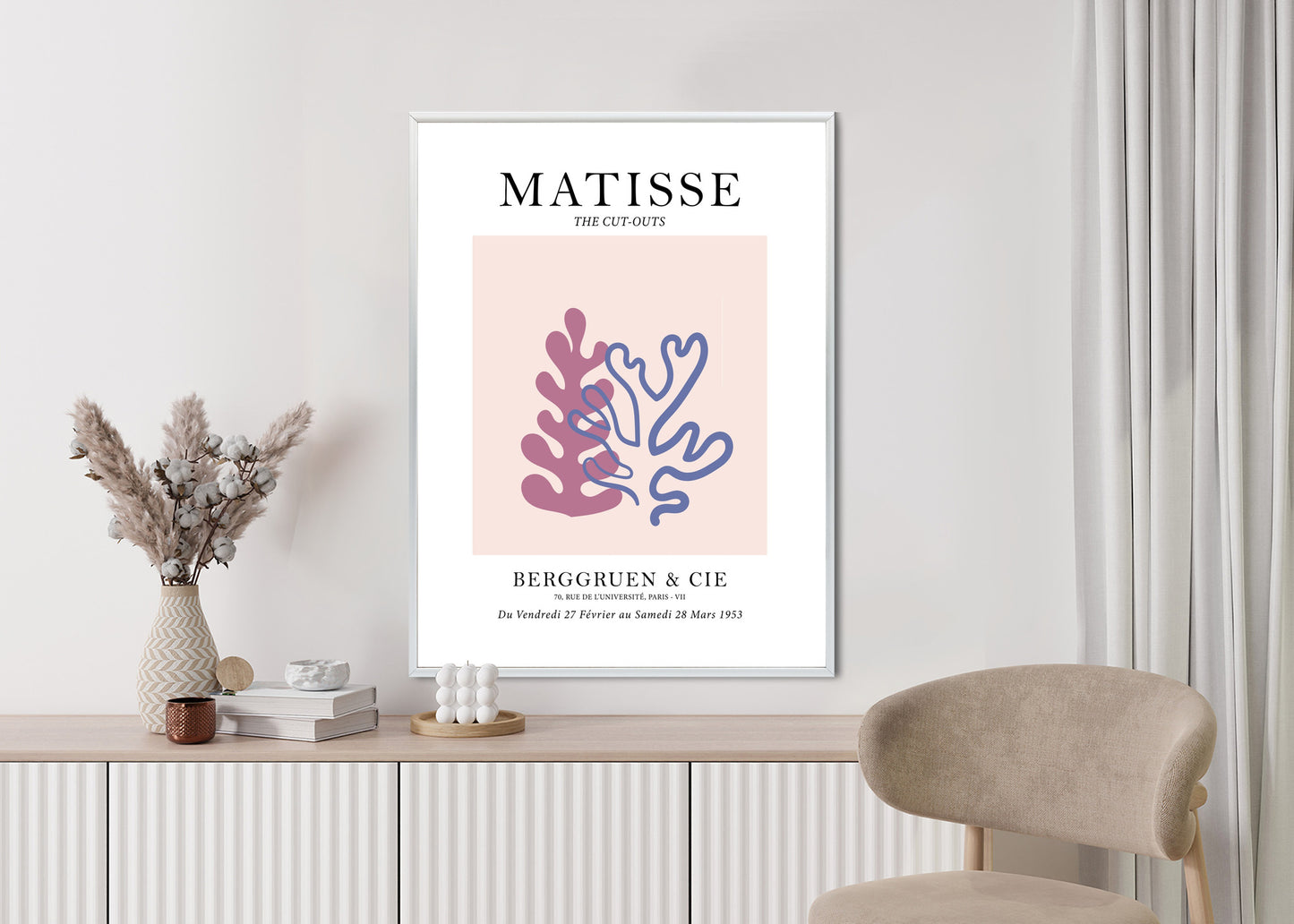 Poster Matisse-Korallen Rahmen Holz Mit Passepartout Farbe Natürlich
