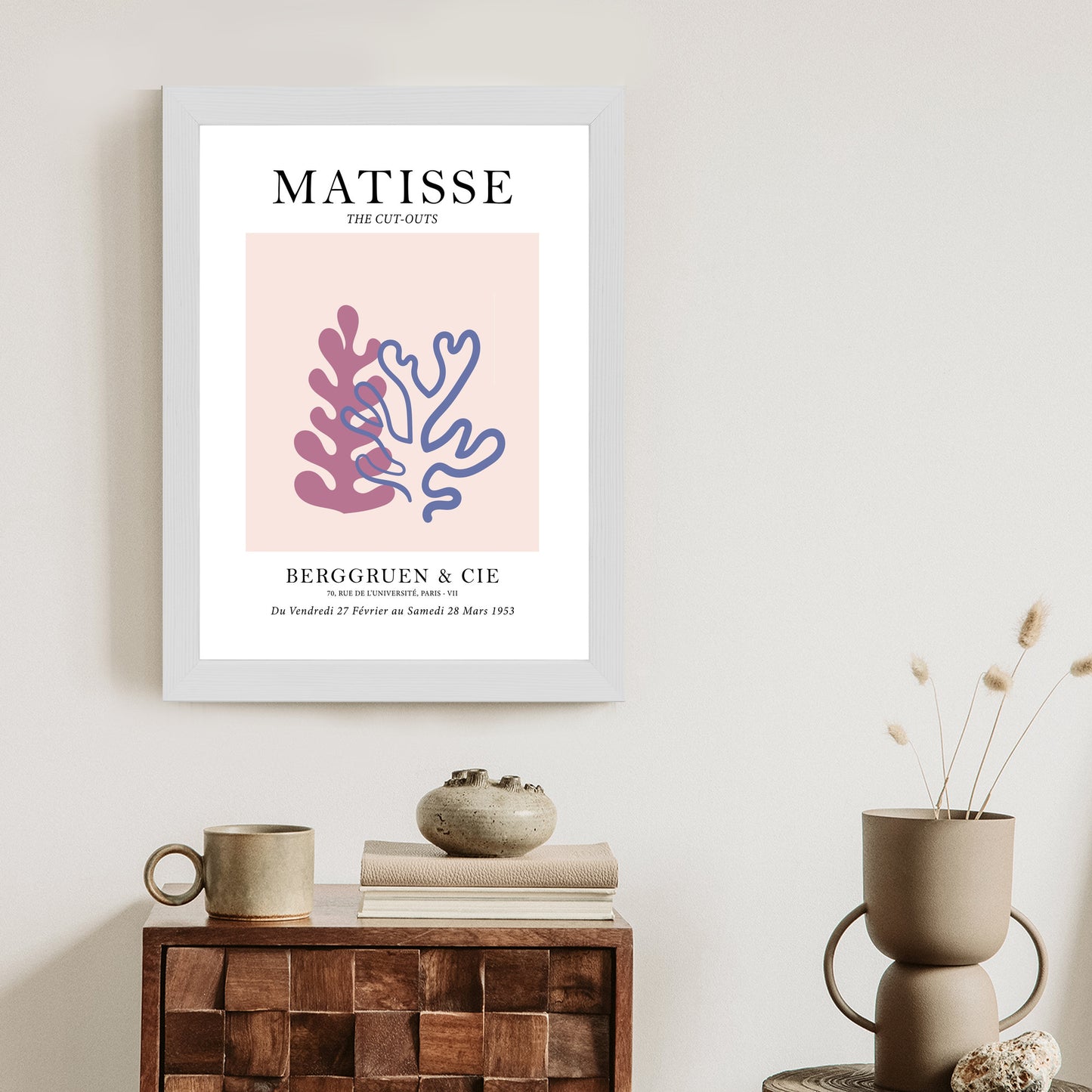 Poster Matisse-Korallen Rahmen Holz Mit Passepartout Farbe Natürlich