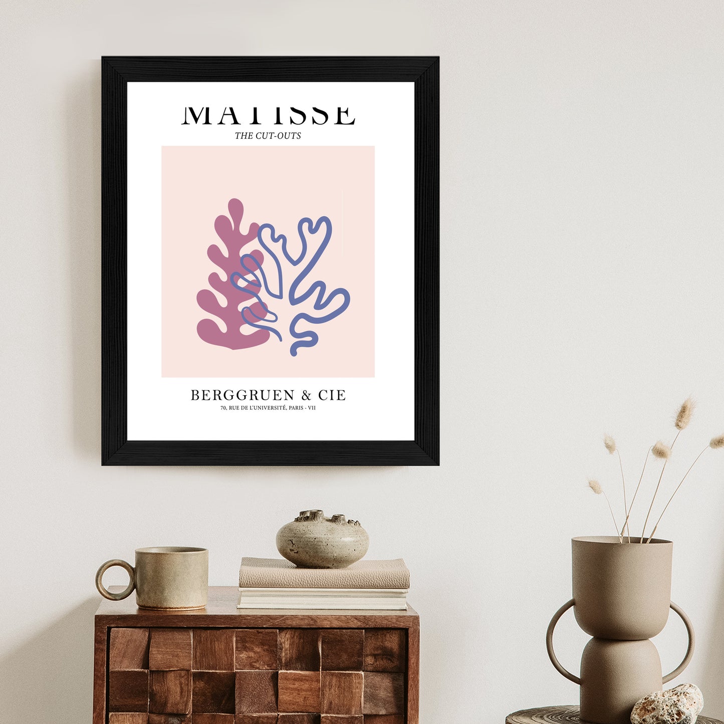 Poster Matisse-Korallen Rahmen Holz Mit Passepartout Farbe Natürlich