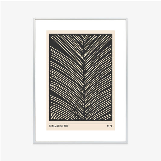 Poster Minimalistische Blattgrafiken Rahmen Holz Mit Passepartout Farbe Natürlich