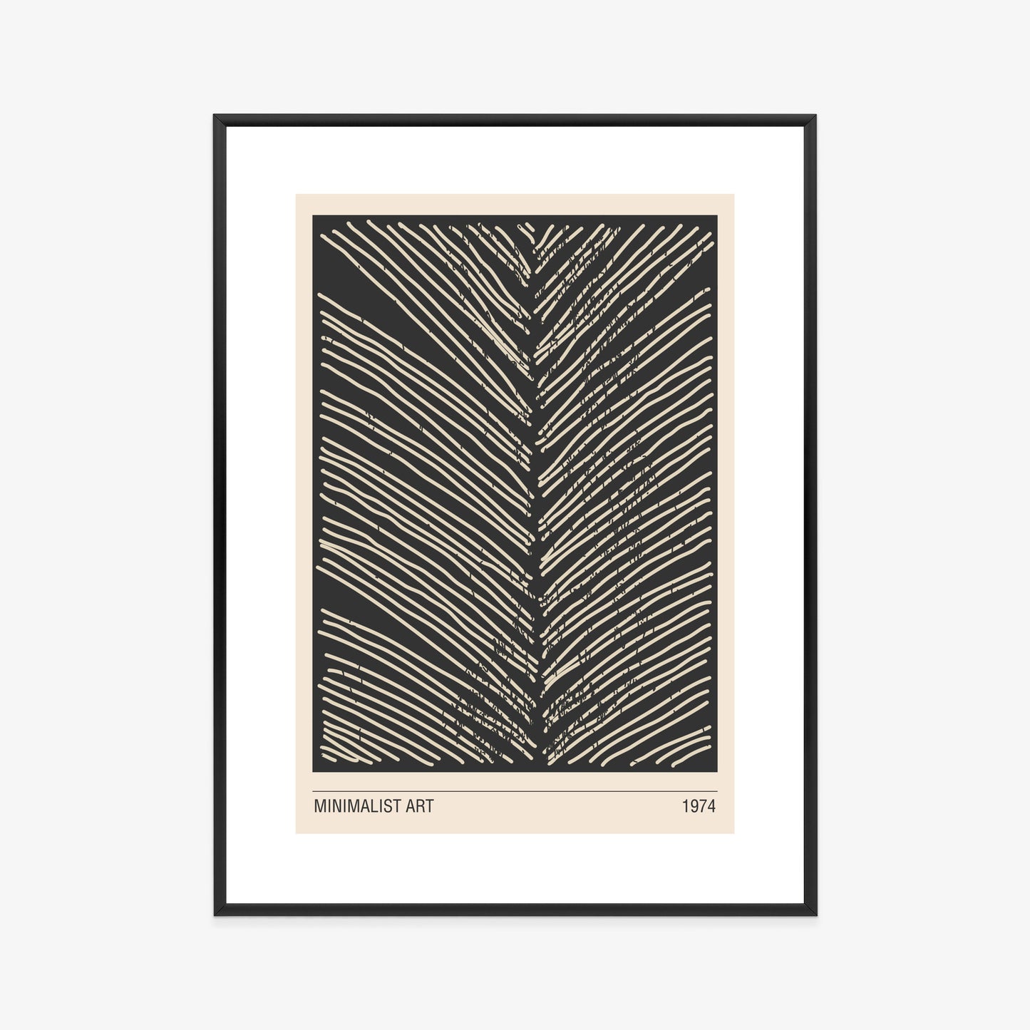 Poster Minimalistische Blattgrafiken Rahmen Holz Mit Passepartout Farbe Natürlich