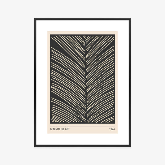 Poster Minimalistische Blattgrafiken Rahmen Holz Mit Passepartout Farbe Natürlich