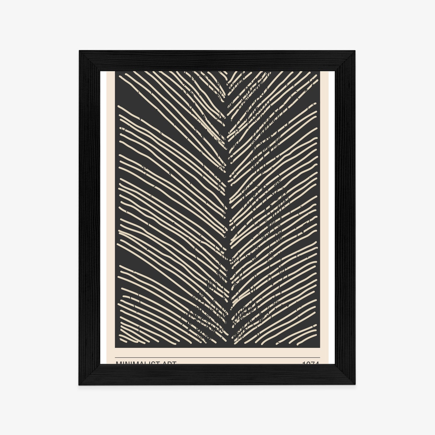 Poster Minimalistische Blattgrafiken Rahmen Holz Mit Passepartout Farbe Natürlich