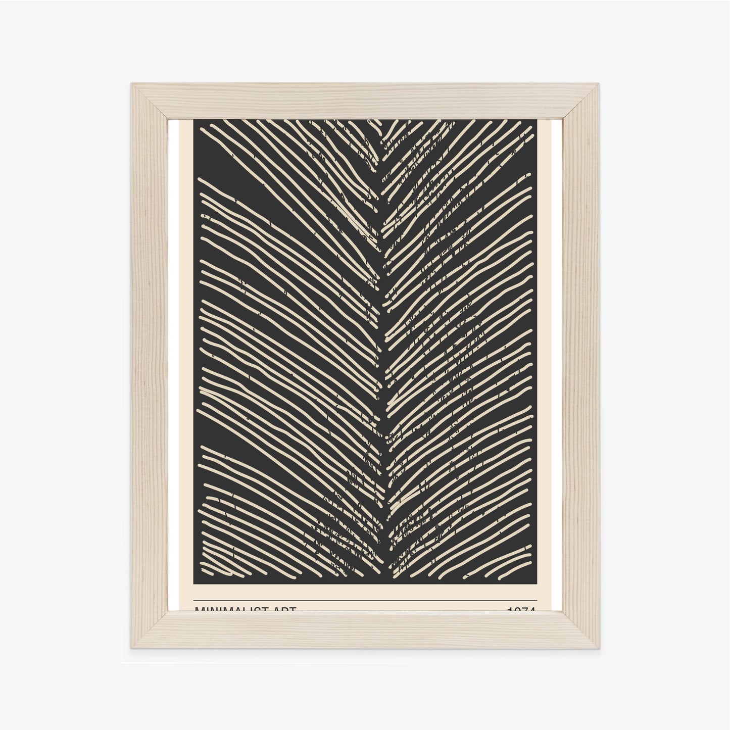 Poster Minimalistische Blattgrafiken Rahmen Holz Mit Passepartout Farbe Natürlich