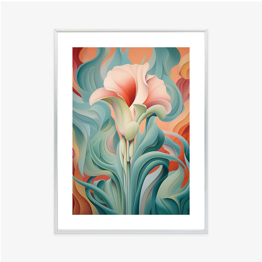 Poster Atemberaubender Floraler Hintergrund Rahmen Holz Mit Passepartout Farbe Natürlich