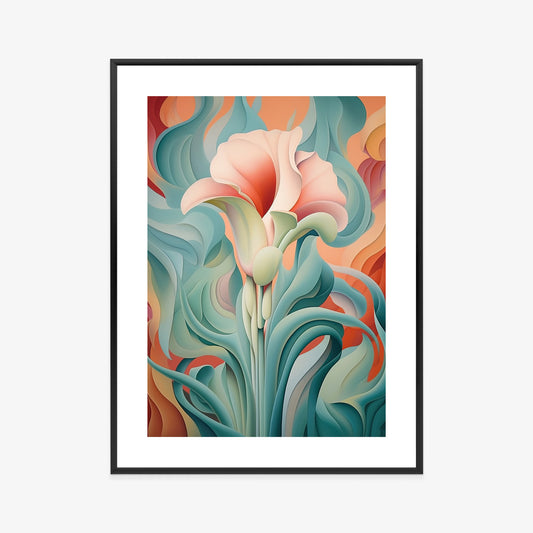 Poster Atemberaubender Floraler Hintergrund Rahmen Holz Mit Passepartout Farbe Natürlich
