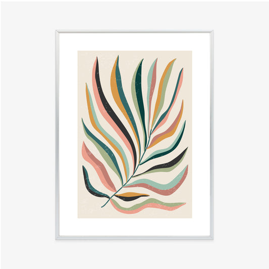 Poster Mehrfarbiges Matisse-Blatt Rahmen Holz Mit Passepartout Farbe Natürlich