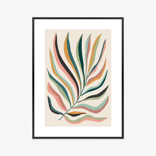 Poster Mehrfarbiges Matisse-Blatt Rahmen Holz Mit Passepartout Farbe Natürlich