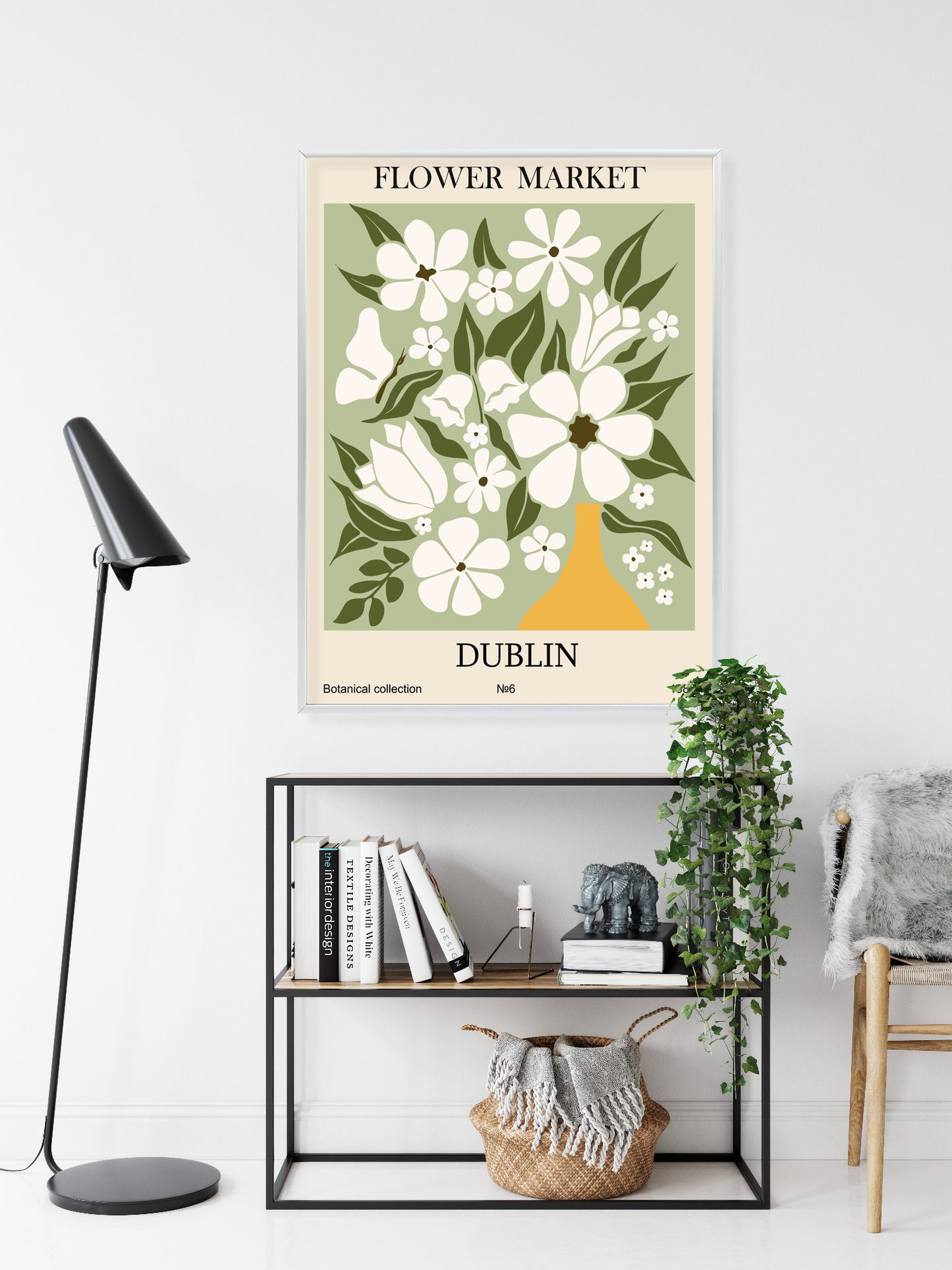 Poster Dubliner Blumenmarkt Rahmen Holz Mit Passepartout Farbe Natürlich