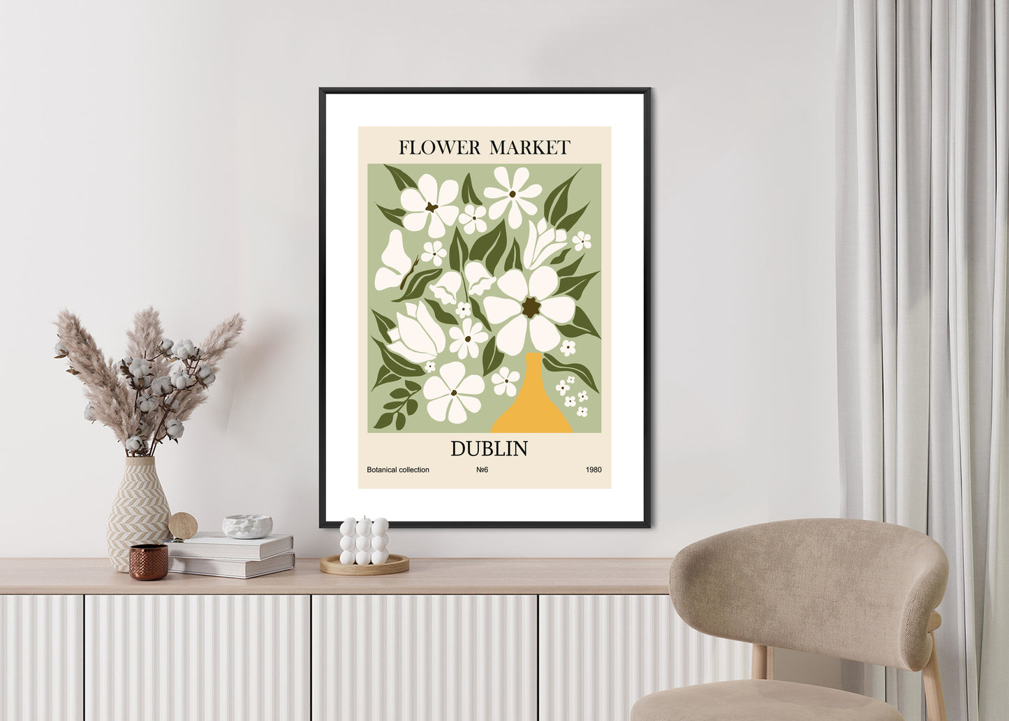 Poster Dubliner Blumenmarkt Rahmen Holz Mit Passepartout Farbe Natürlich