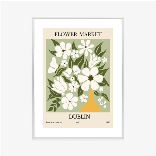 Poster Dubliner Blumenmarkt Rahmen Holz Mit Passepartout Farbe Natürlich