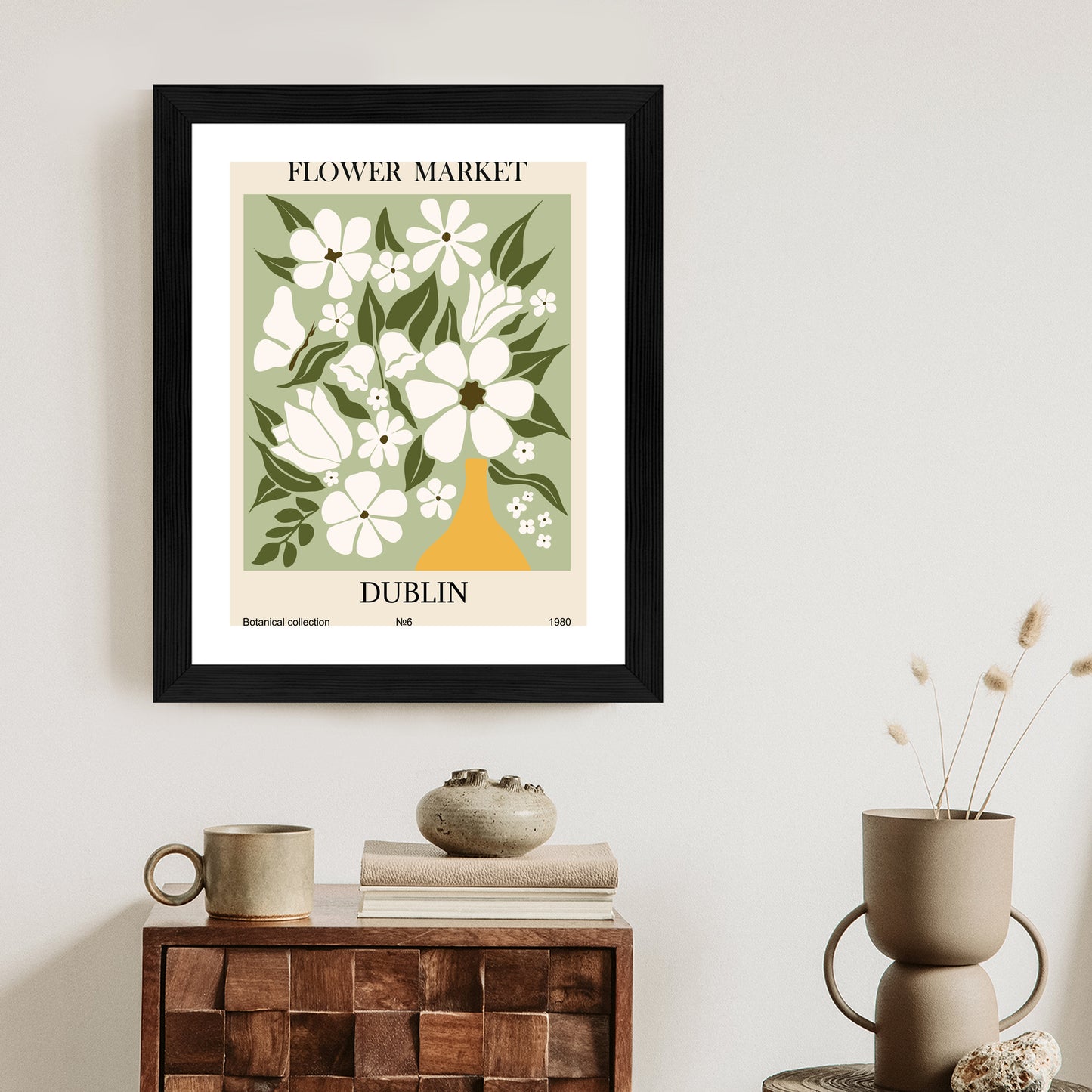 Poster Dubliner Blumenmarkt Rahmen Holz Mit Passepartout Farbe Natürlich