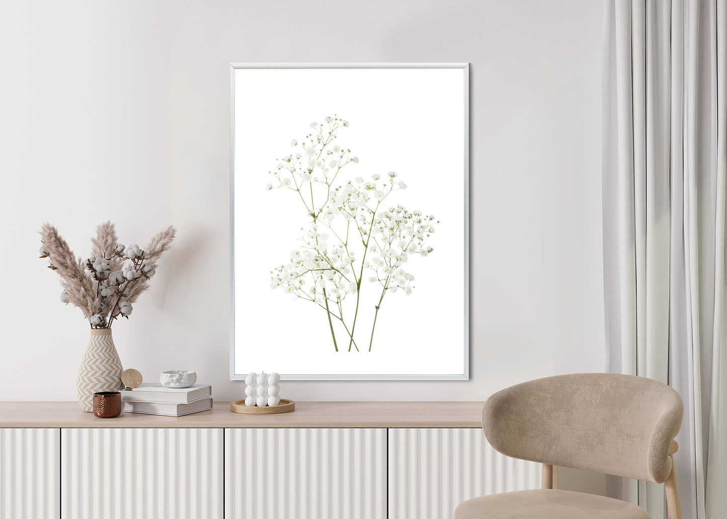 Poster Vier Zweige Mit Kleinen Weißen Blüten