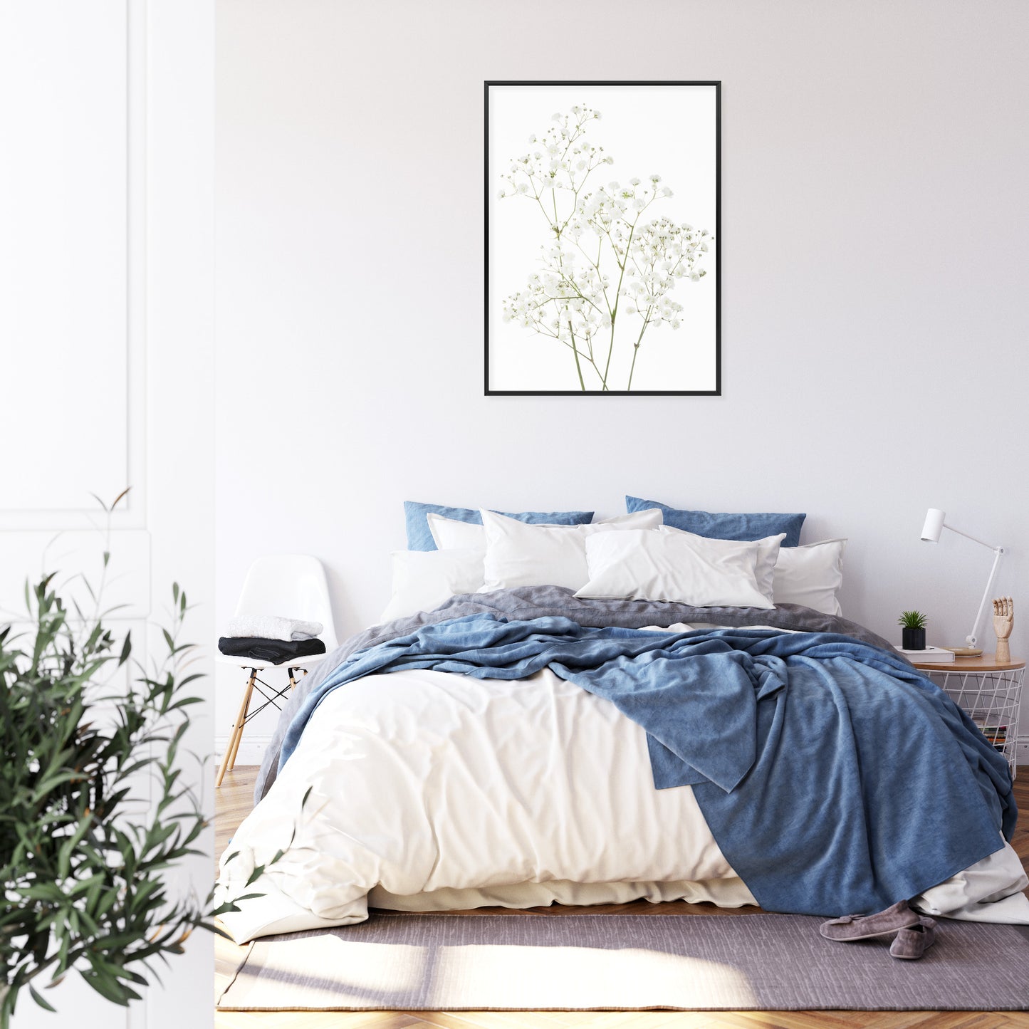 Poster Vier Zweige Mit Kleinen Weißen Blüten