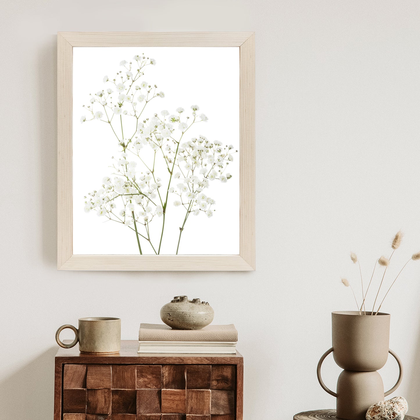 Poster Vier Zweige Mit Kleinen Weißen Blüten