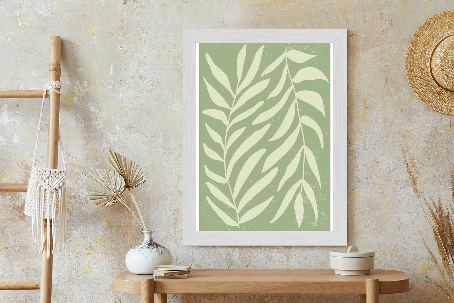 Poster Botanik Im Stil Von Matisse Rahmen Holz Mit Passepartout Farbe Natürlich
