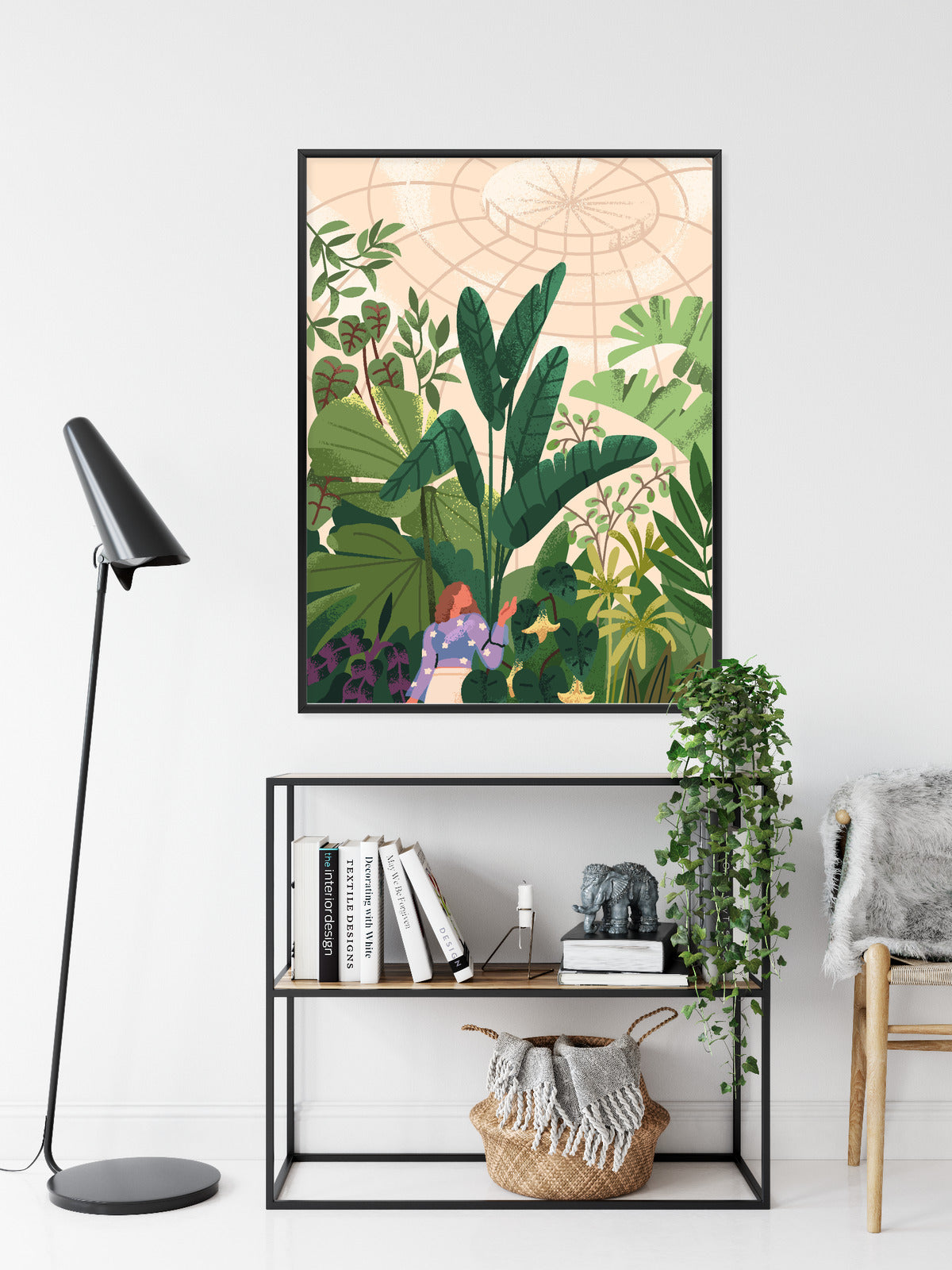 Poster Gewächshaus Und Exotische Pflanzen Rahmen Holz Mit Passepartout Farbe Natürlich