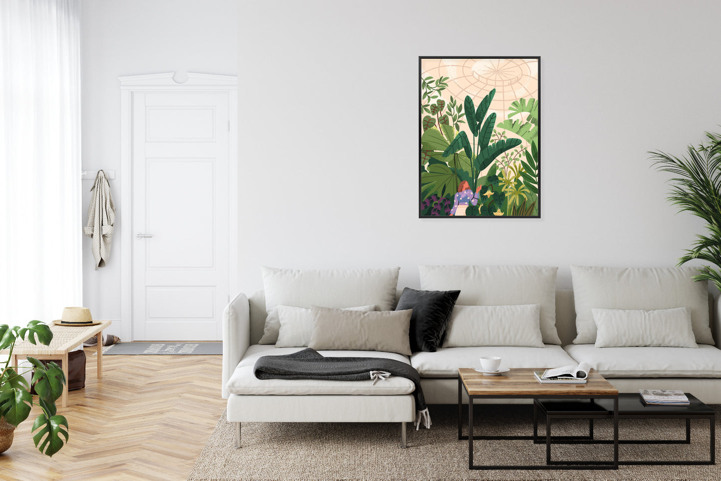 Poster Gewächshaus Und Exotische Pflanzen Rahmen Holz Mit Passepartout Farbe Natürlich