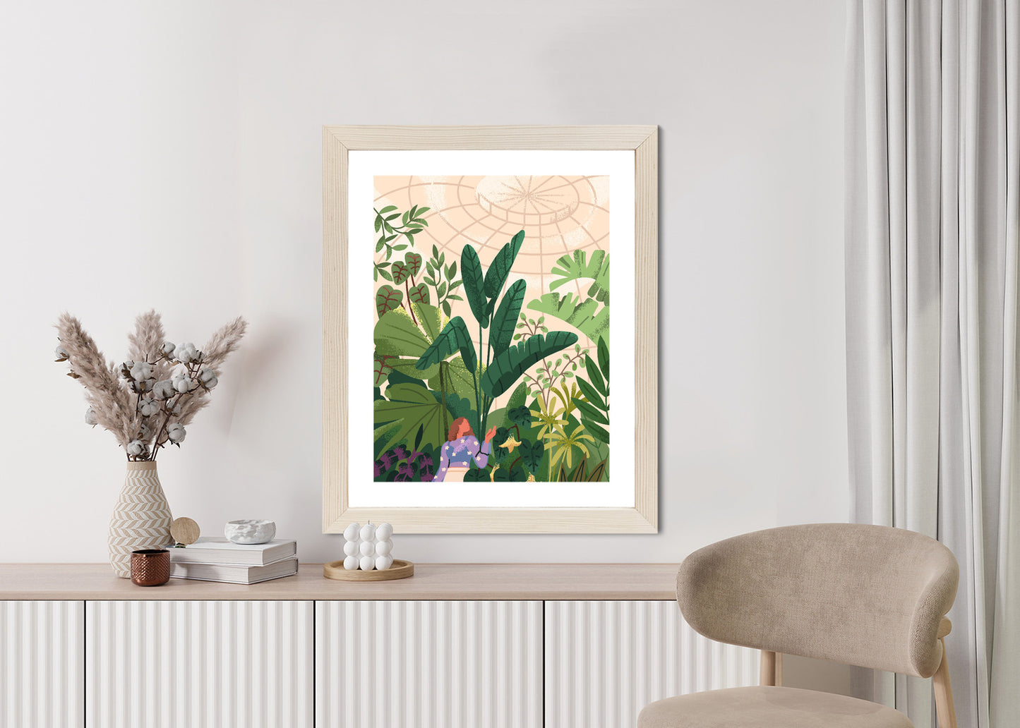 Poster Gewächshaus Und Exotische Pflanzen Rahmen Holz Mit Passepartout Farbe Natürlich