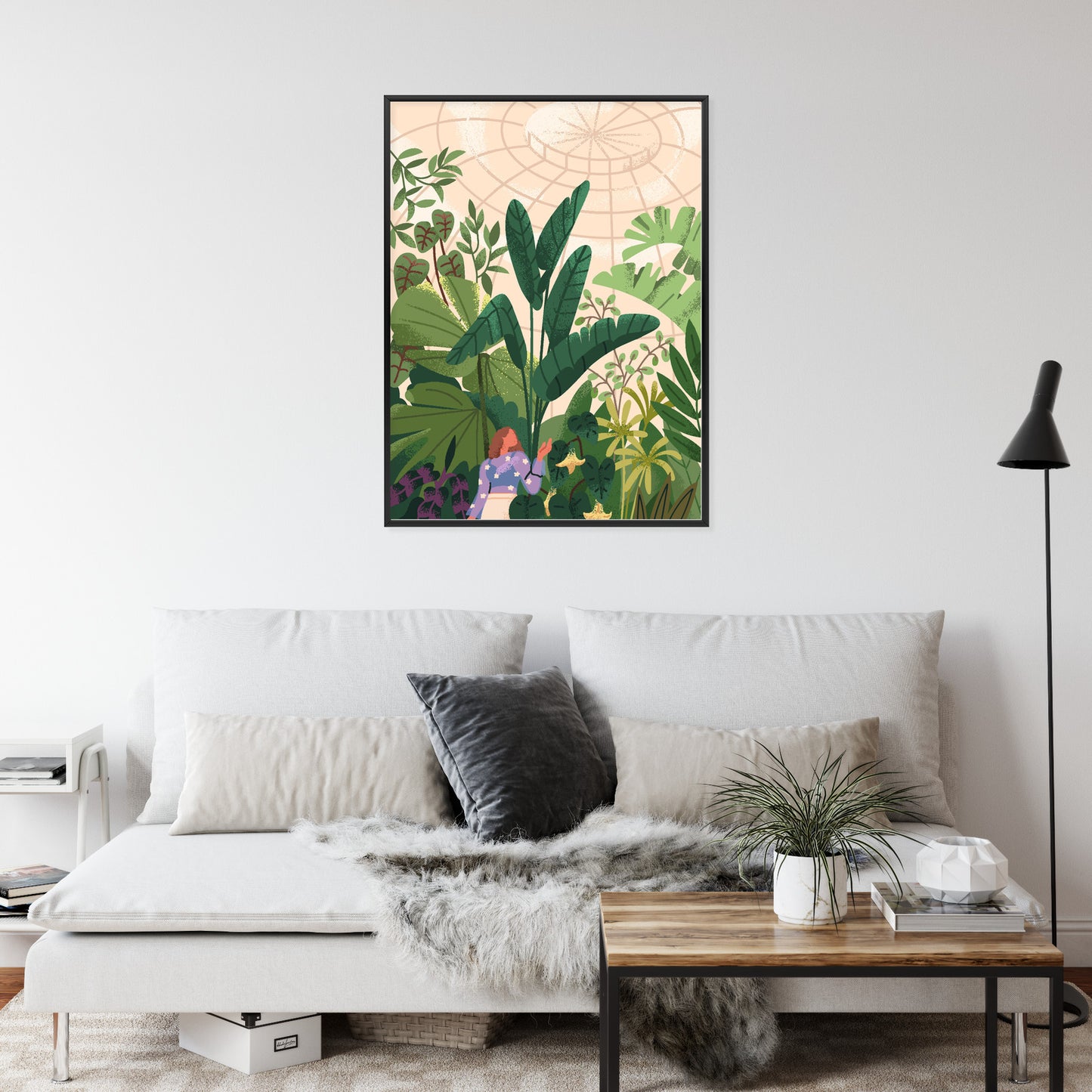 Poster Gewächshaus Und Exotische Pflanzen Rahmen Holz Mit Passepartout Farbe Natürlich