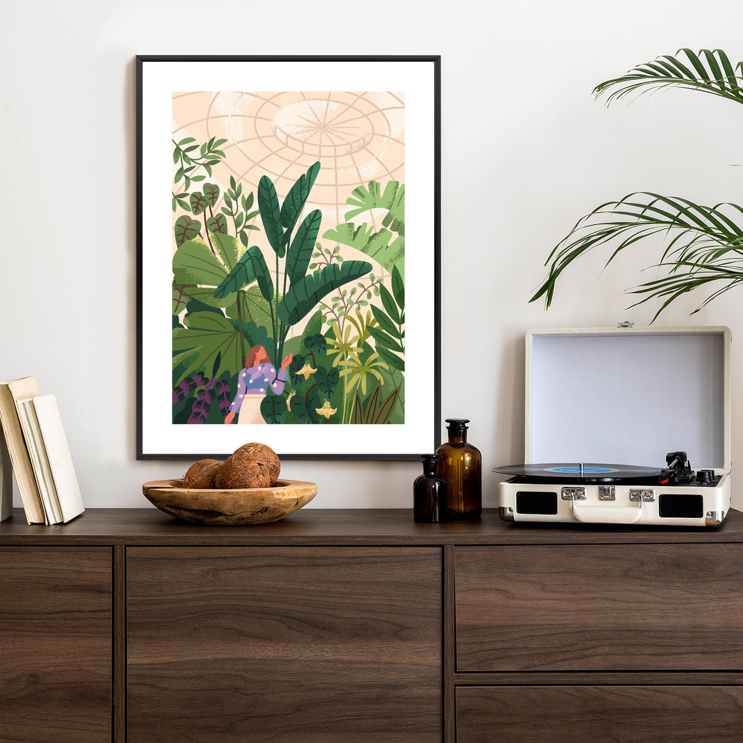 Poster Gewächshaus Und Exotische Pflanzen Rahmen Holz Mit Passepartout Farbe Natürlich
