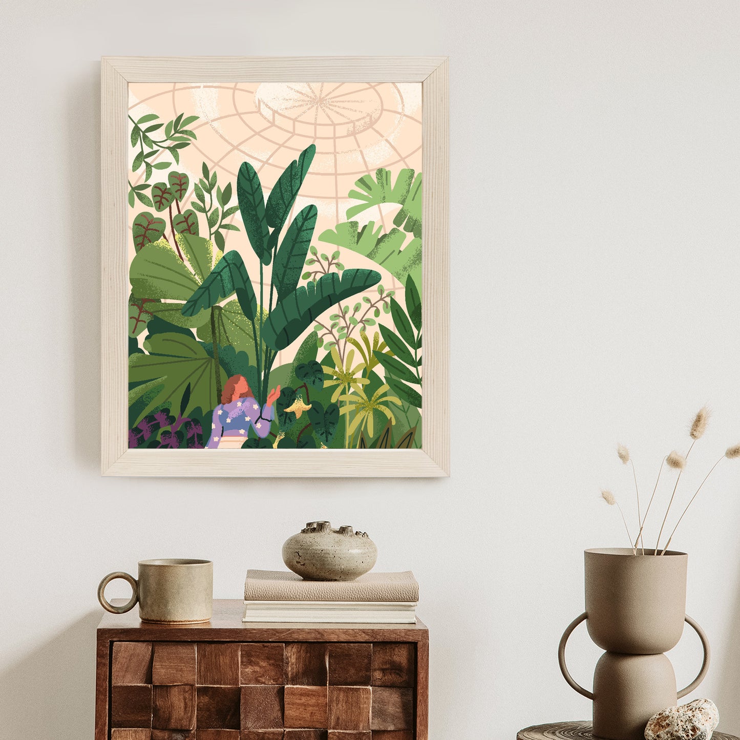 Poster Gewächshaus Und Exotische Pflanzen Rahmen Holz Mit Passepartout Farbe Natürlich