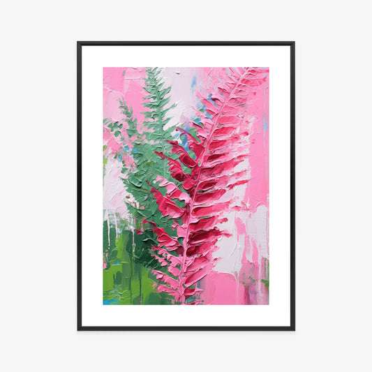 Poster Rosa Farnblätter Rahmen Holz Mit Passepartout Farbe Natürlich