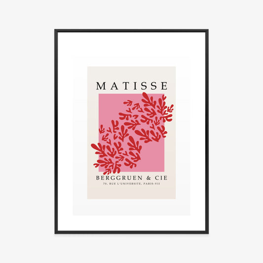 Poster Botanische Dekoration Im Matisse-Stil Rahmen Holz Mit Passepartout Farbe Natürlich