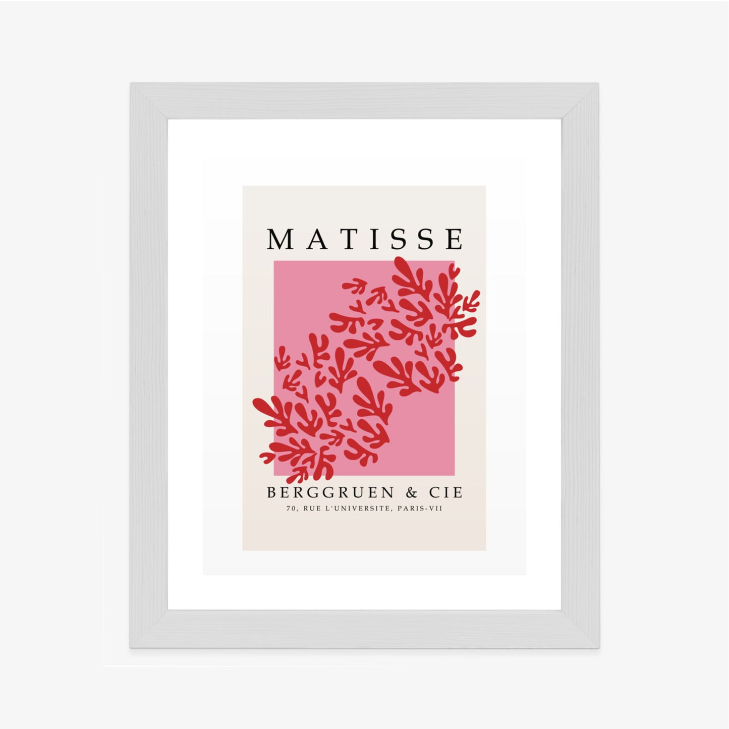 Poster Botanische Dekoration Im Matisse-Stil Rahmen Holz Mit Passepartout Farbe Natürlich