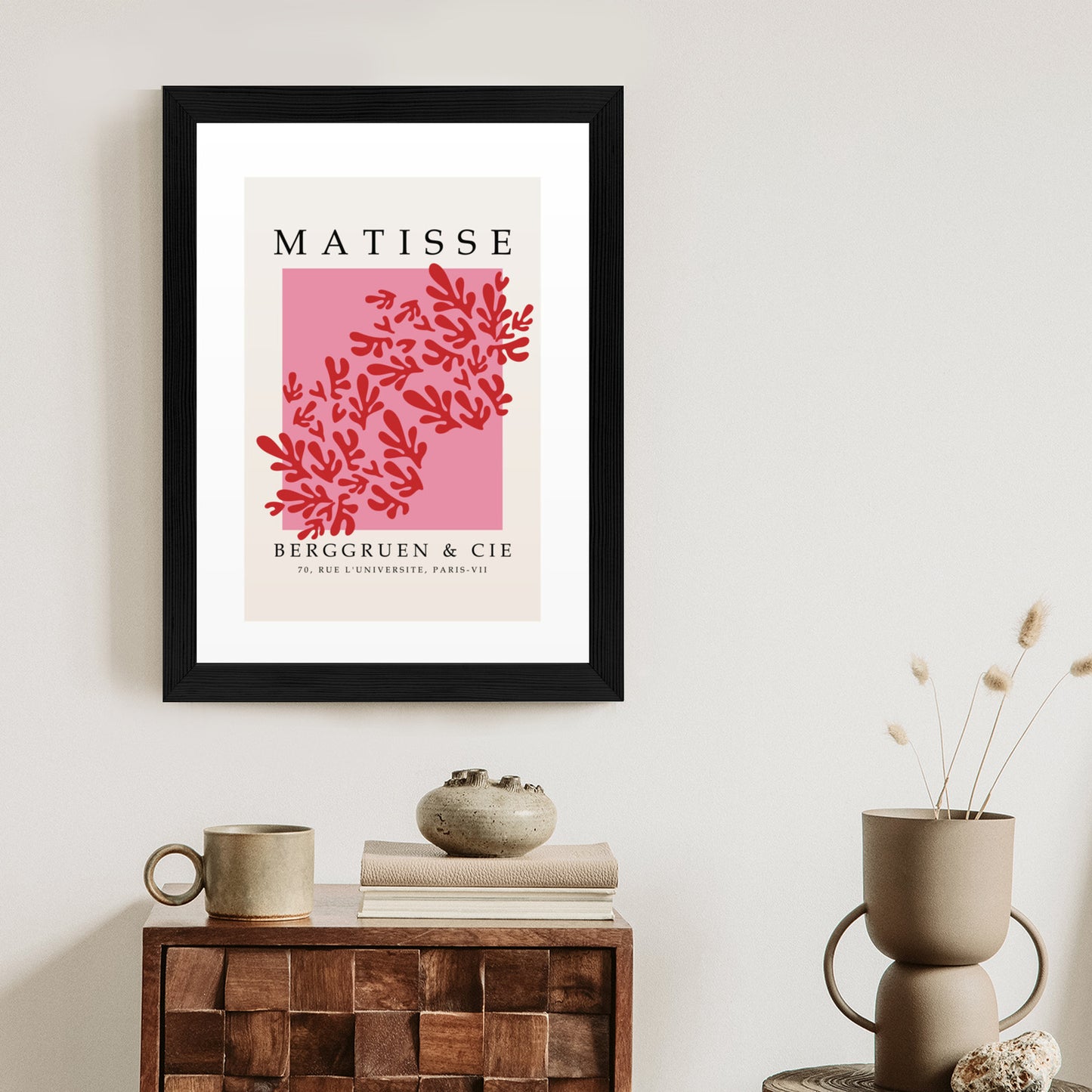 Poster Botanische Dekoration Im Matisse-Stil Rahmen Holz Mit Passepartout Farbe Natürlich