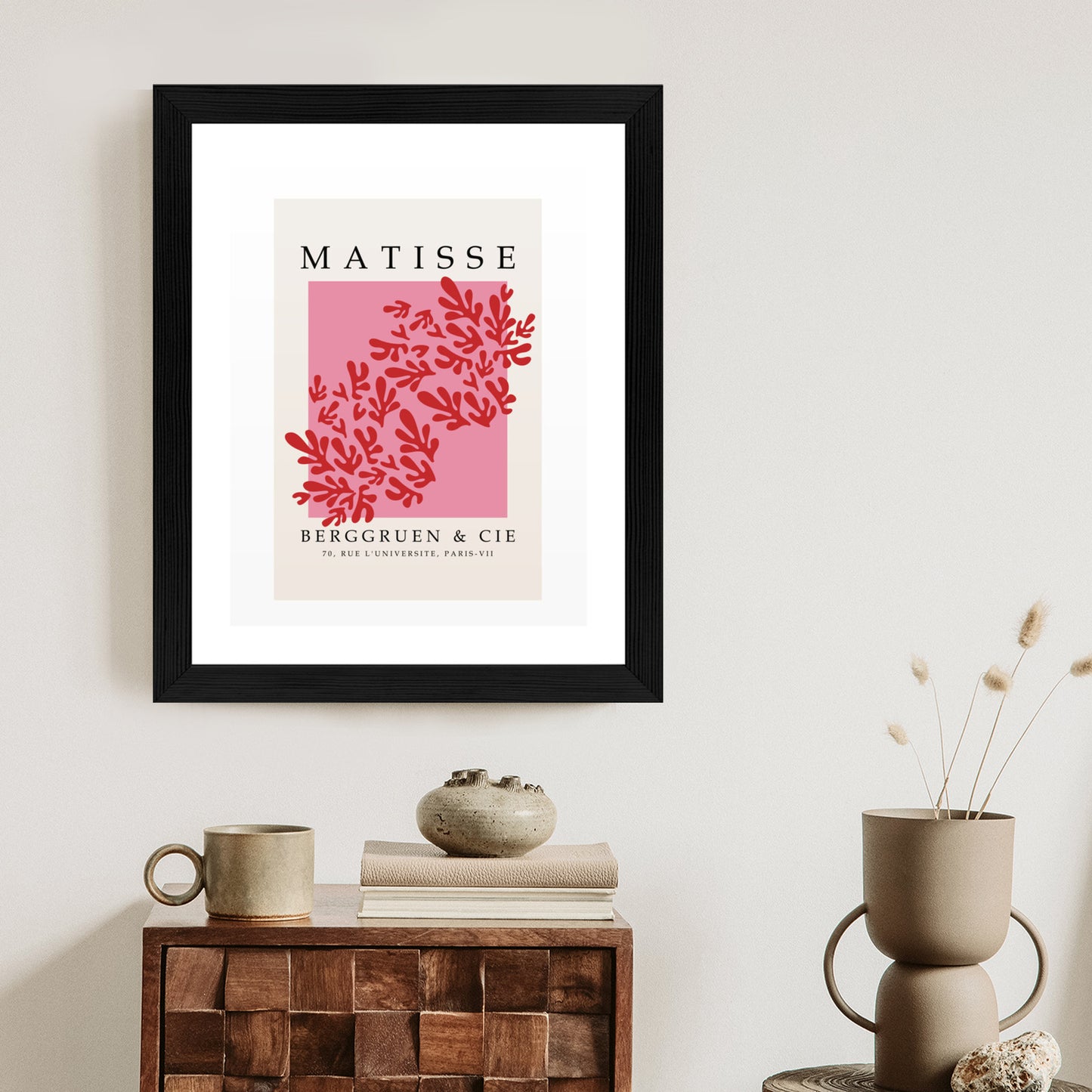 Poster Botanische Dekoration Im Matisse-Stil Rahmen Holz Mit Passepartout Farbe Natürlich