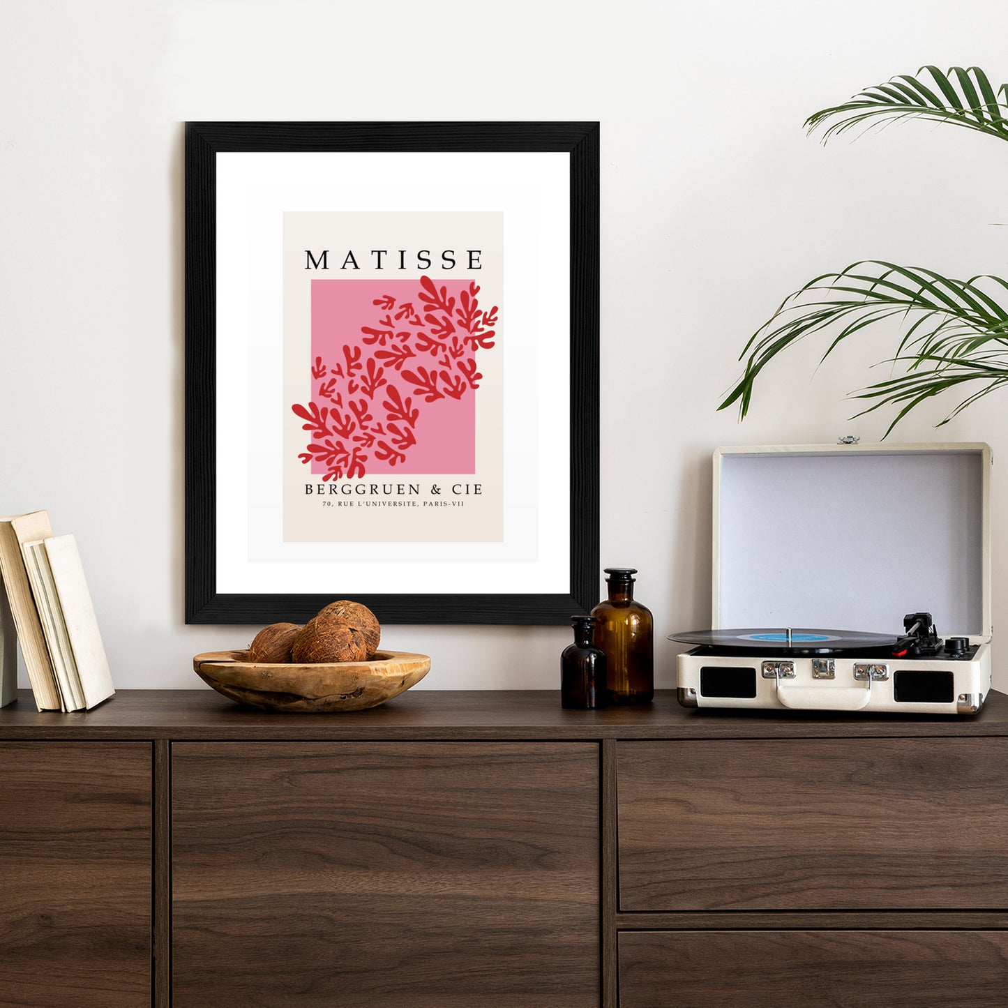 Poster Botanische Dekoration Im Matisse-Stil Rahmen Holz Mit Passepartout Farbe Natürlich