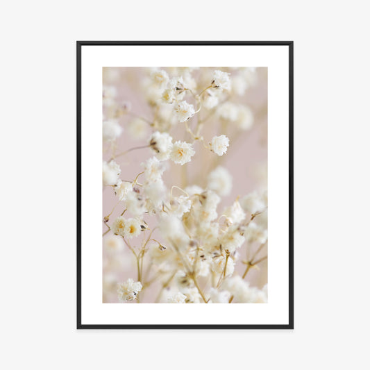 Poster Weiße Kleine Blumen Auf Rosa Hintergrund